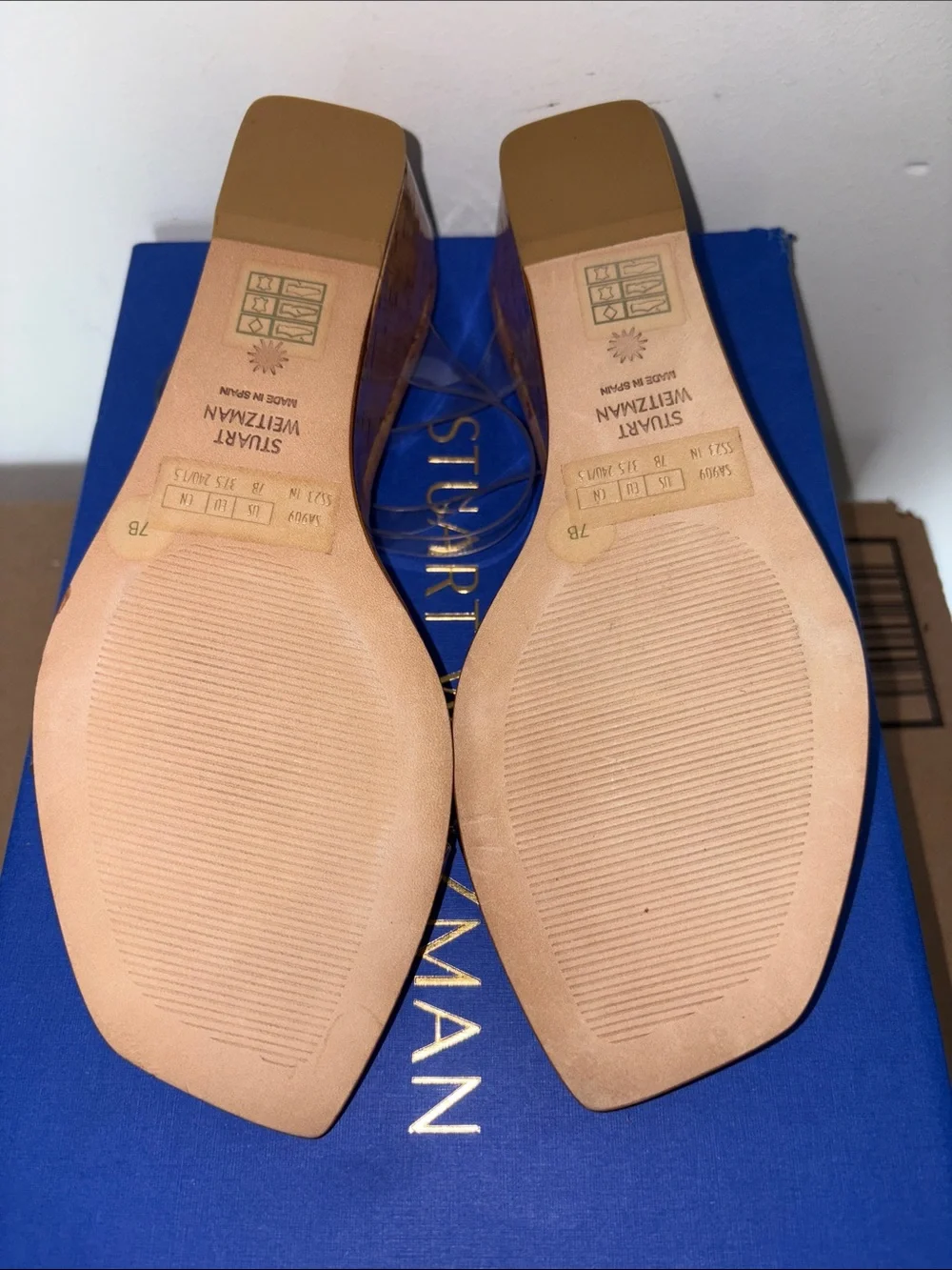 Stuart Weitzman Clear Strap Cork Wedge Sandals - Transparent